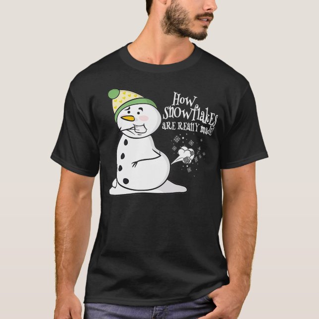 How Snowflakes Are Really Made Funny Snowman Chris T Shirt (Framsida)