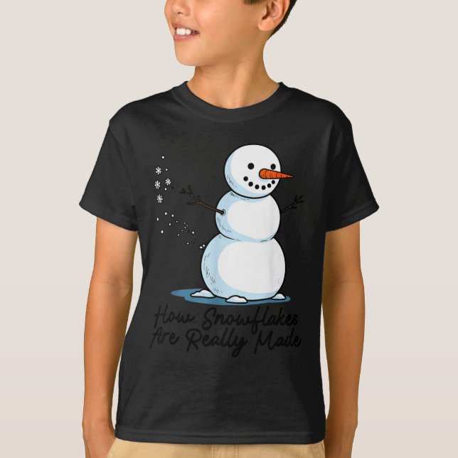 How Snowflakes Are Really Made Snowman Christmas J T Shirt (Framsida)