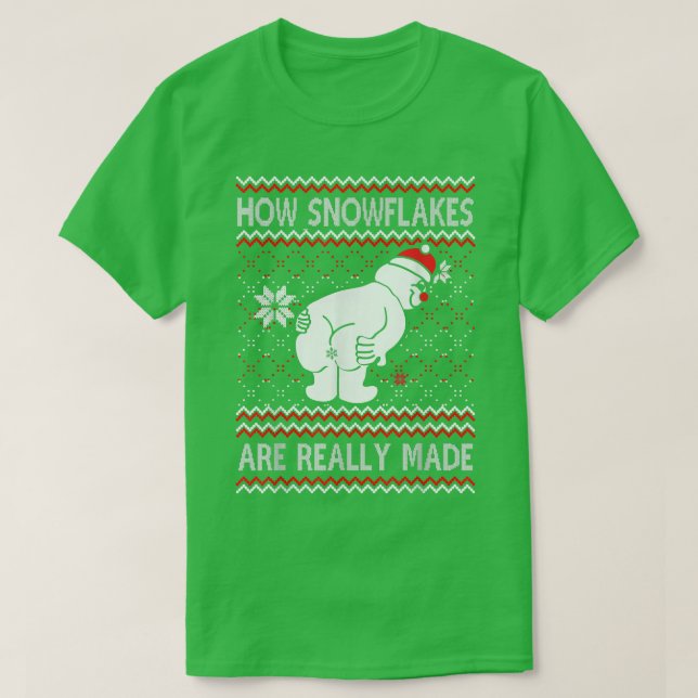 How Snowflakes Are Really Made Snowman Ugly Christ T Shirt (Design framsida)