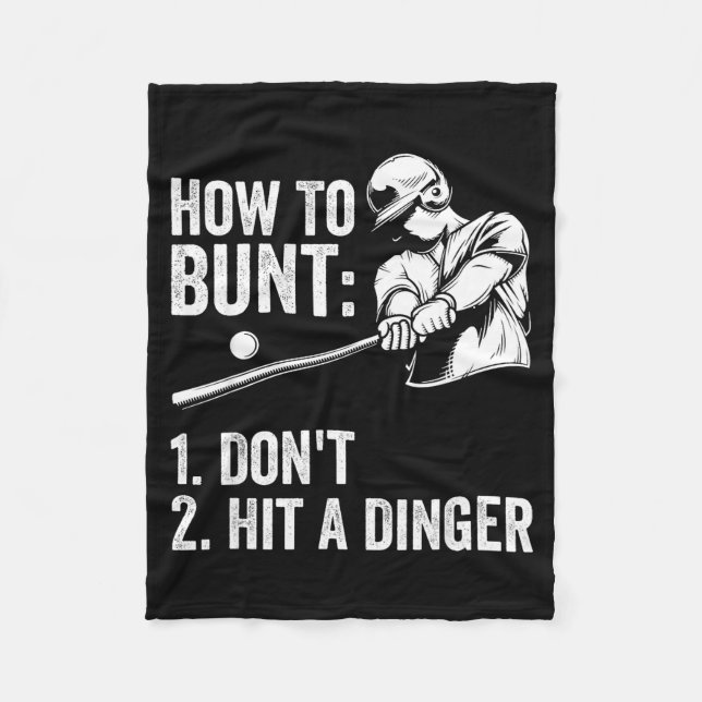 How To Bunt Don't Hit A Dinger Funny Baseball Play Fleecefilt (Framsidan)