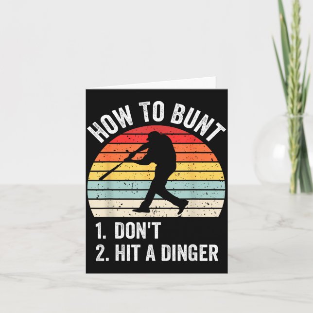 How To Bunt Don't Hit A Dinger Funny Baseball Play Kort (Framsida)