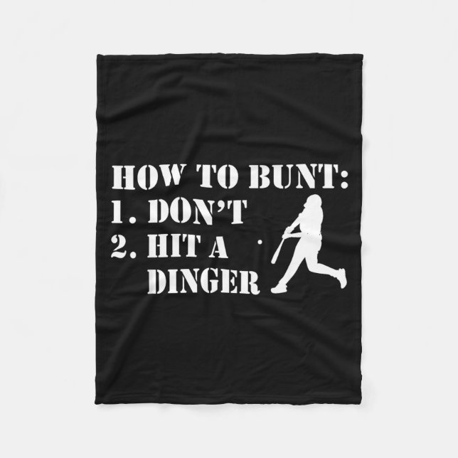 How To Bunt Don't Hit A Dinger Funny Baseball Soft Fleecefilt (Framsidan)