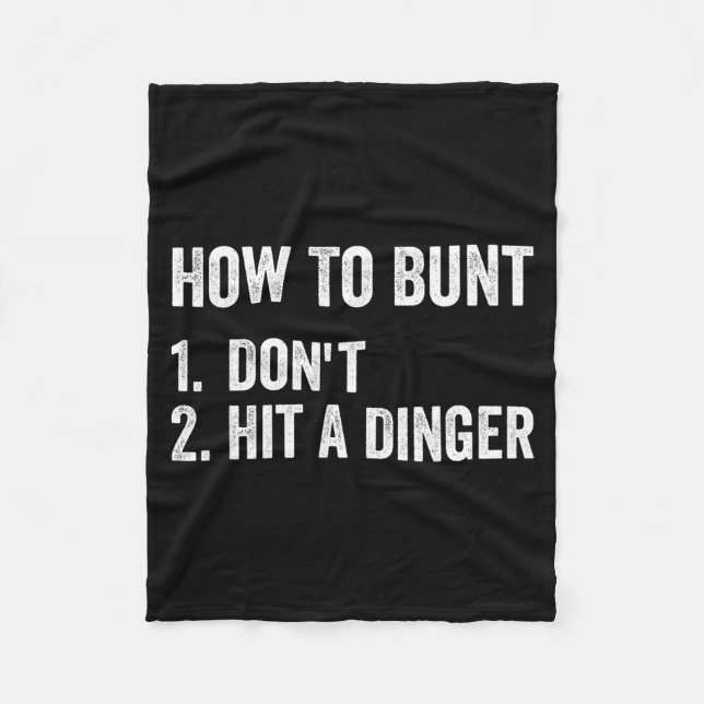 How To Bunt Don't Hit A Dinger Funny Baseball Soft Fleecefilt (Framsidan)