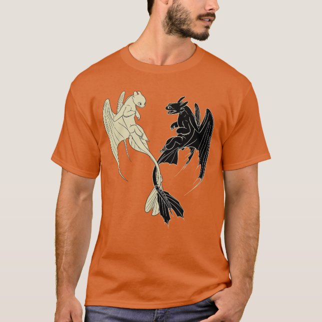 How torain Your Dragon 3 Hidden World Lightfuryoot T Shirt (Framsida)