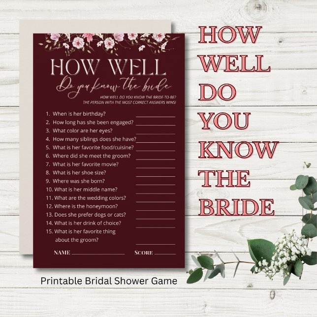 How Well Do You Know the Bride Bridal Shower Game (Skapare uppladdad)