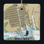 Howard Beach New York City Chart Julgransprydnad Keramik<br><div class="desc">Howard Beach,  New York City NY-prydnad gjord med nautiskt diagram.</div>