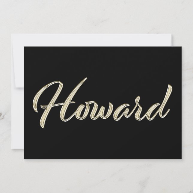 Howard Name white gold Handwriting Karte Kort (Framsida)