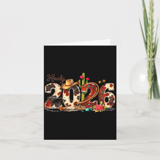 Howdy 2026 New Year Hello 2026 Western New Year  Kort (Framsida)