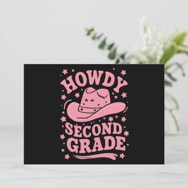 Howdy 2:a Klass Cowboy Cowgirl Back to school Inbjudningar (Stående Fram)