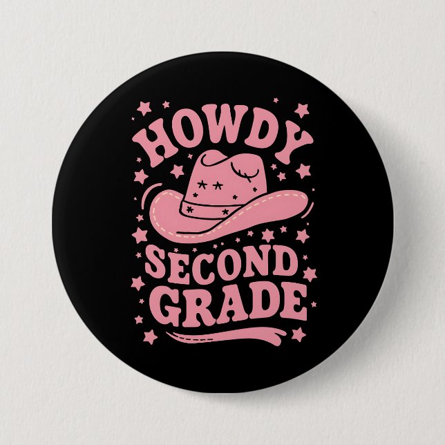 Howdy 2:a Klass Cowboy Cowgirl Back to school Knapp (Framsida)
