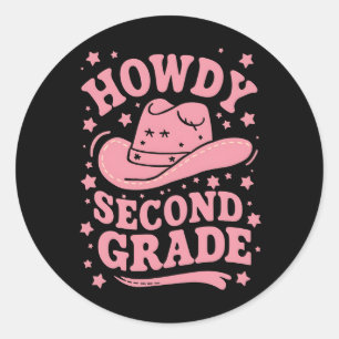Howdy 2:a Klass Cowboy Cowgirl Back to school Runt Klistermärke