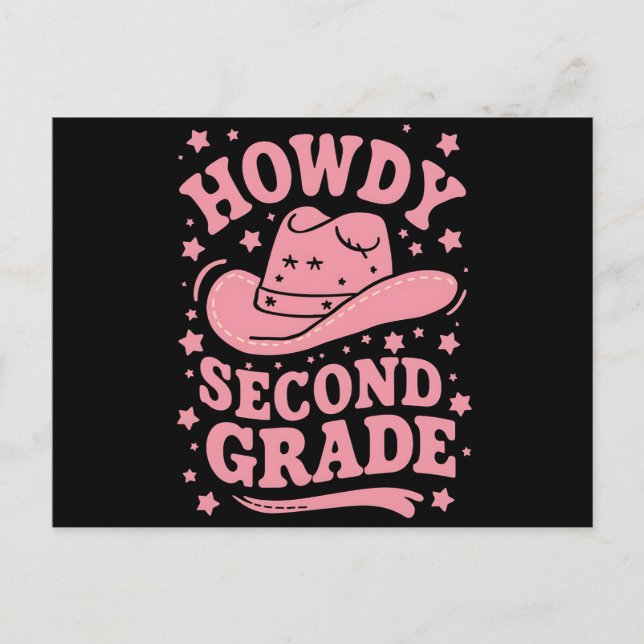 Howdy 2:a Klass Cowboy Cowgirl Back to school Vykort (Framsida)