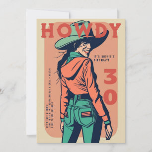 Howdy 30 Western Retro Rosa Poster 30års födelseda Inbjudningar