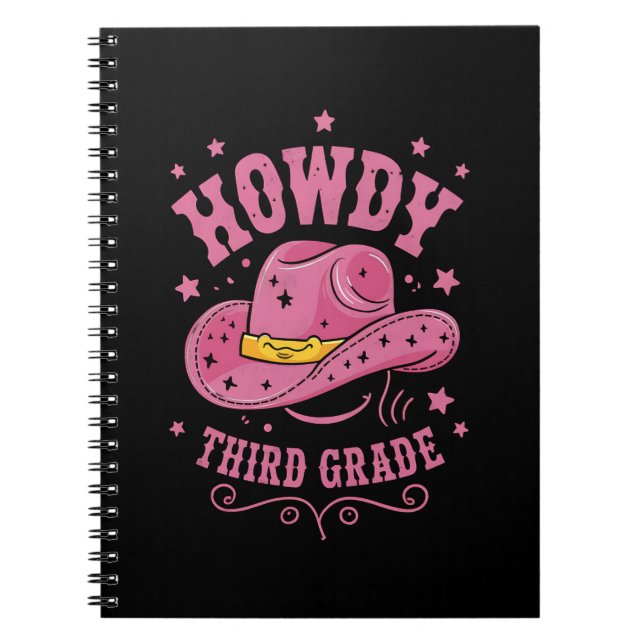 Howdy 3:e Klass Cowboy Cowgirl Back to school Anteckningsbok (Framsidan)