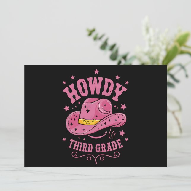 Howdy 3:e Klass Cowboy Cowgirl Back to school Inbjudningar (Stående Fram)