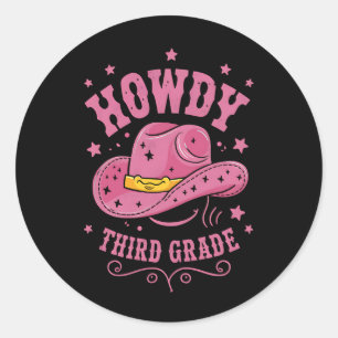 Howdy 3:e Klass Cowboy Cowgirl Back to school Runt Klistermärke