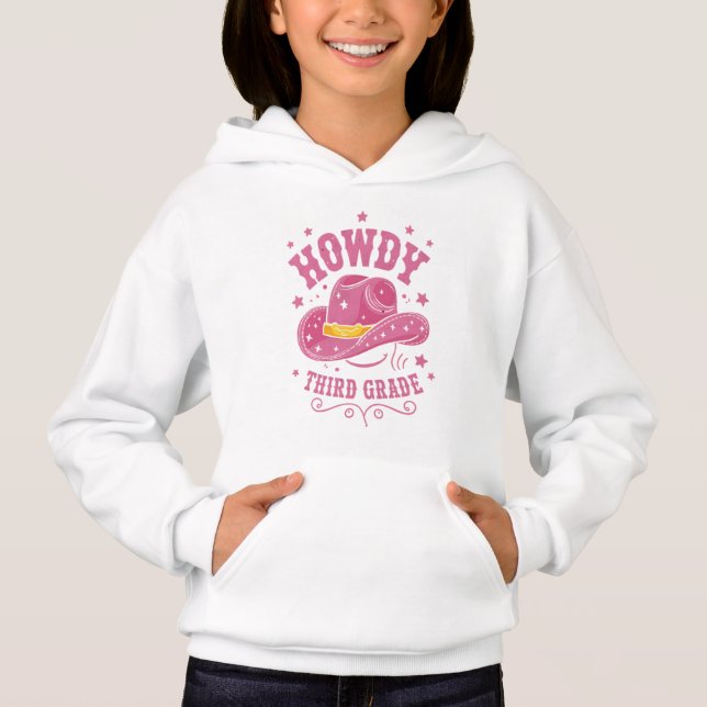 Howdy 3:e Klass Cowboy Cowgirl Back to school T Shirt (Framsida)