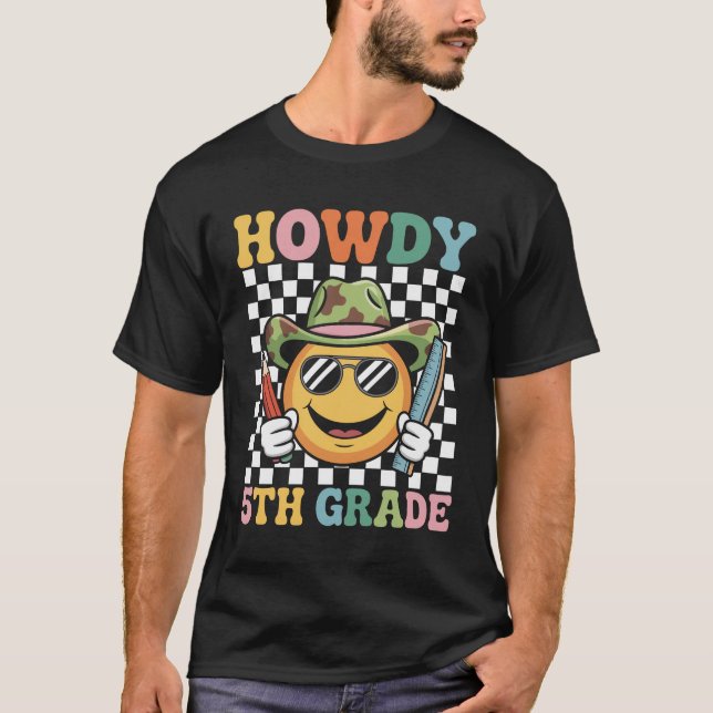 Howdy 5:te Klass-läraren Westernare Back to school T Shirt (Framsida)