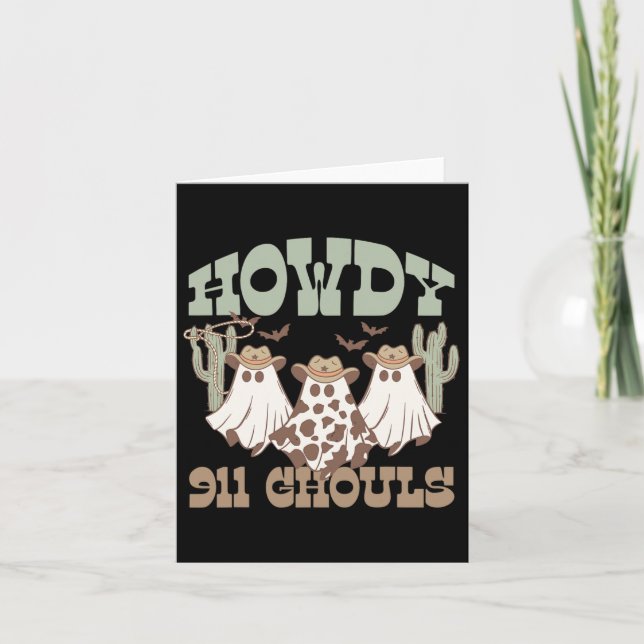 Howdy 911 Dispatcher Dispatch Ghouls Halloween Gho Kort (Framsida)