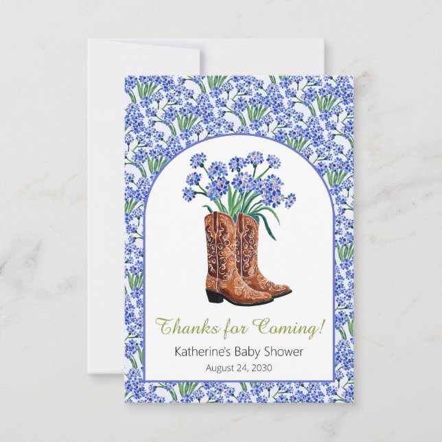 Howdy Baby Bluebonnets Cowboybabyskor Tack Kort (Framsida)