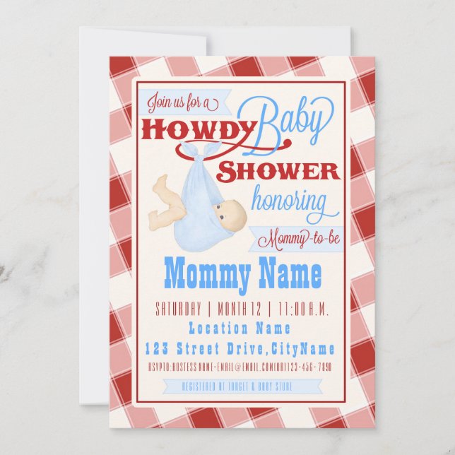 Howdy Baby Western Shower-inbjudan Inbjudningar (Framsida)