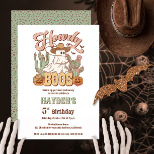 Howdy Boos Ghost Halloween Födelsedagsfest Inbjudningar