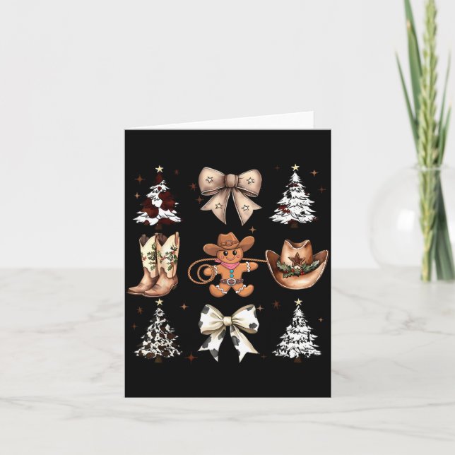 Howdy Christmas Cowboy Cowgirl Gingerbread Coquett Kort (Framsida)
