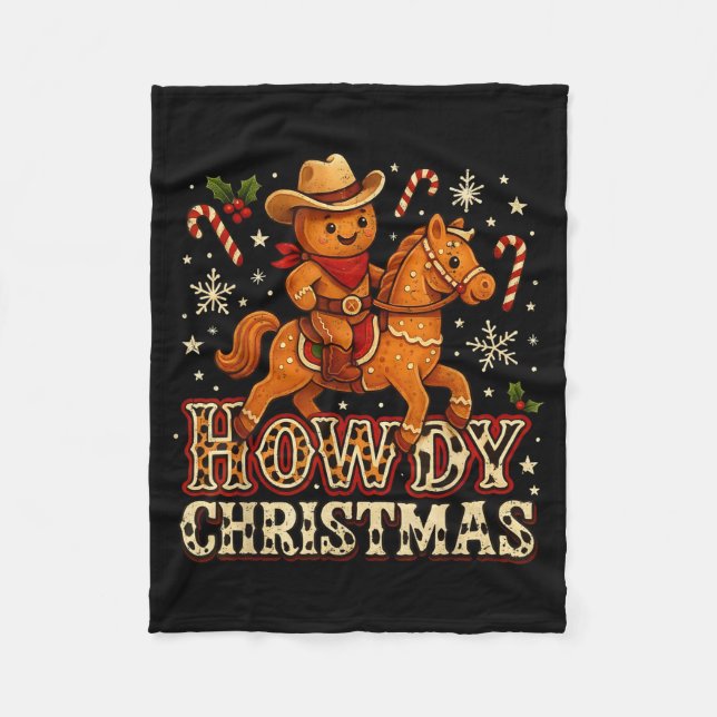 Howdy Christmas Cowboy Gingerbread Design  Fleecefilt (Framsidan)