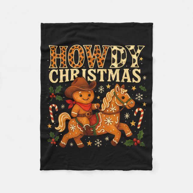 Howdy Christmas Cowboy Gingerbread Design  Fleecefilt (Framsidan)