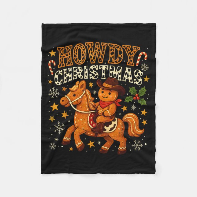 Howdy Christmas Cowboy Gingerbread Design  Fleecefilt (Framsidan)