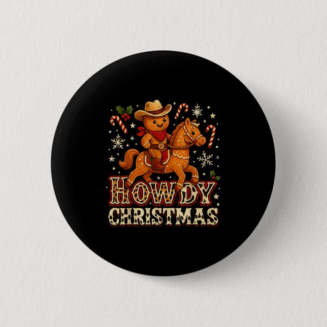 Howdy Christmas Cowboy Gingerbread Design  Knapp (Framsida)