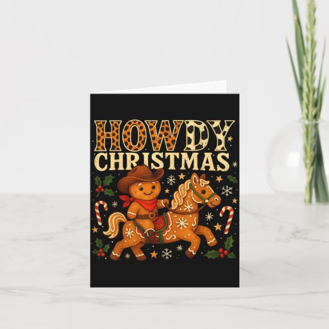 Howdy Christmas Cowboy Gingerbread Design  Kort (Framsida)