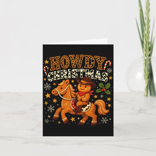 Howdy Christmas Cowboy Gingerbread Design  Kort (Framsida)