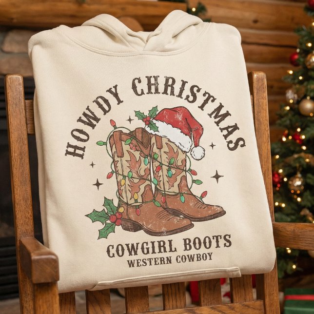 Howdy Christmas Cowgirl Boots Shirt,Retro Western T Shirt (Skapare uppladdad)