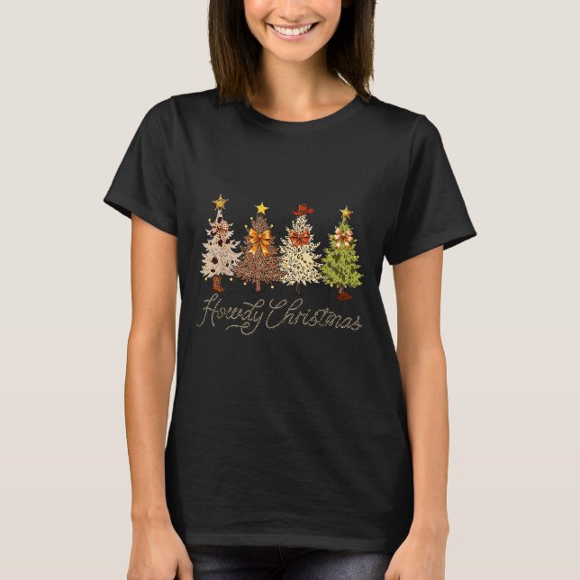 Howdy Christmas Tree Coquette Bow Western Cowboy C T Shirt (Framsida)