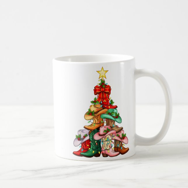 Howdy Christmas Tree Western Cowgirl Boots Xmas Li Kaffemugg (Höger)