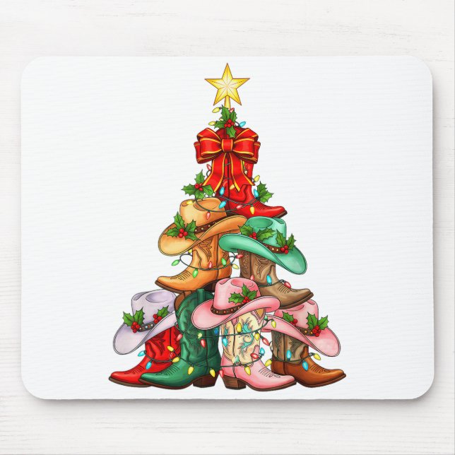 Howdy Christmas Tree Western Cowgirl Boots Xmas Li Musmatta (Framsidan)