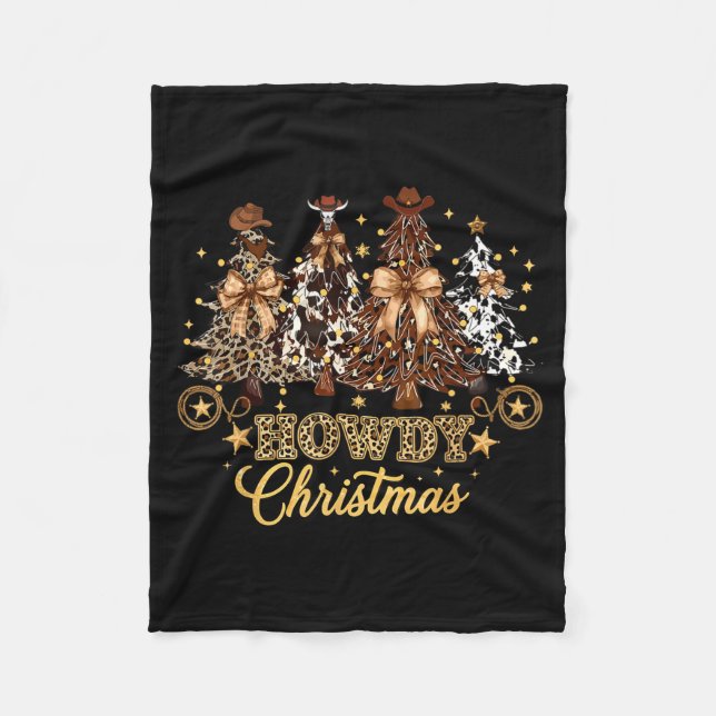 Howdy Christmas Xmas Tree Cowboy Western Coquette  Fleecefilt (Framsidan)