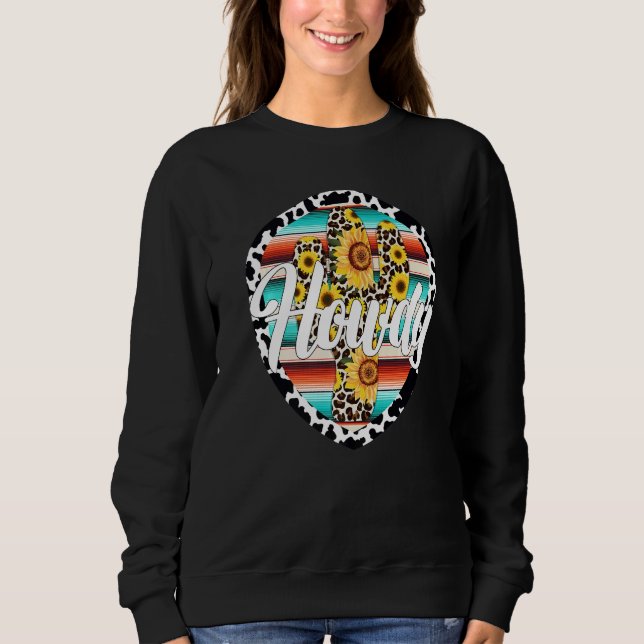 HOWDY  Cow Leopard Cactus Serape Cactus print Sunf T Shirt (Framsida)