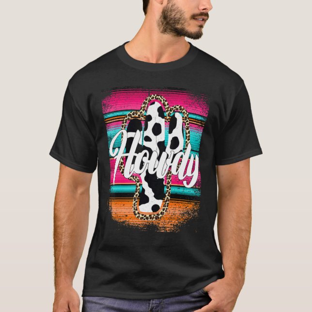 HOWDY Cow mönster Cactus Serape Cactus Leopard pr T Shirt (Framsida)