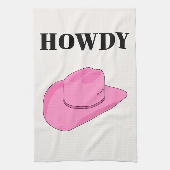 Howdy Cowboy Hat Rosa Kökshandduk (Vertikal)