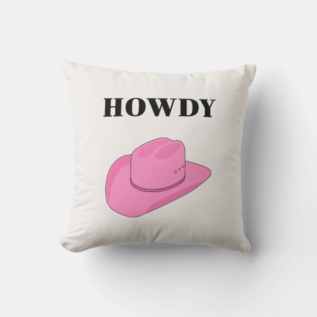 Howdy Cowboy Hat Rosa Kudde (Framsida)