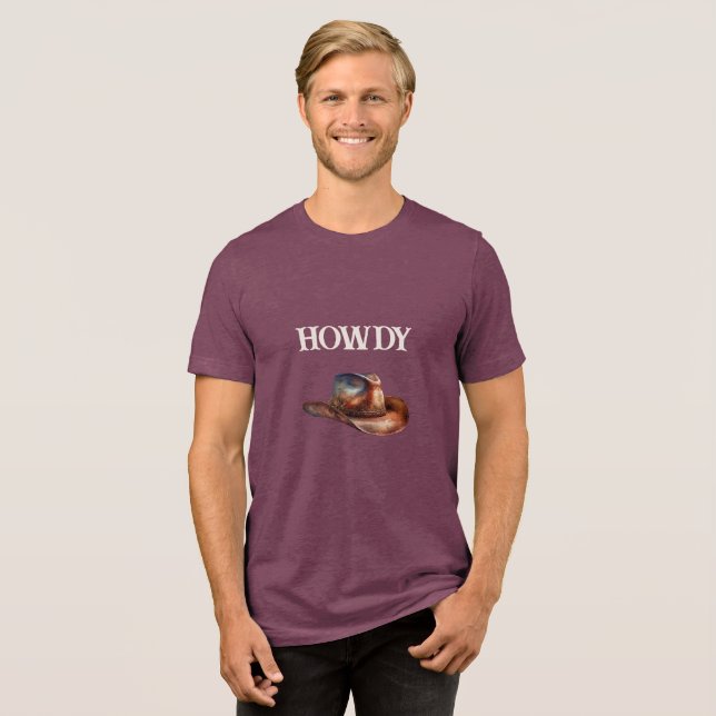 Howdy Cowboy Hat T Shirt (Framsida Full)