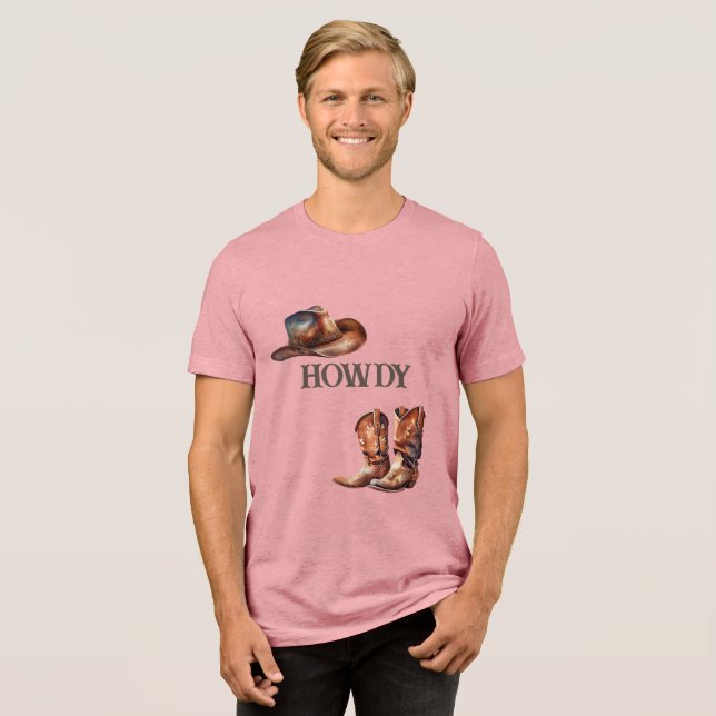 Howdy CowboyBoots och Hat T Shirt (Framsida Full)