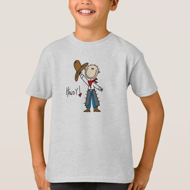 Howdy! Cowboystick figurskjorta T Shirt (Framsida)