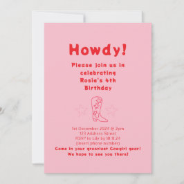 Howdy Cowgirl Birthday-inbjudan Inbjudningar