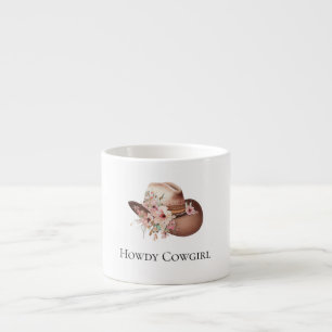 Howdy Cowgirl Blommigt Hat Espressomugg