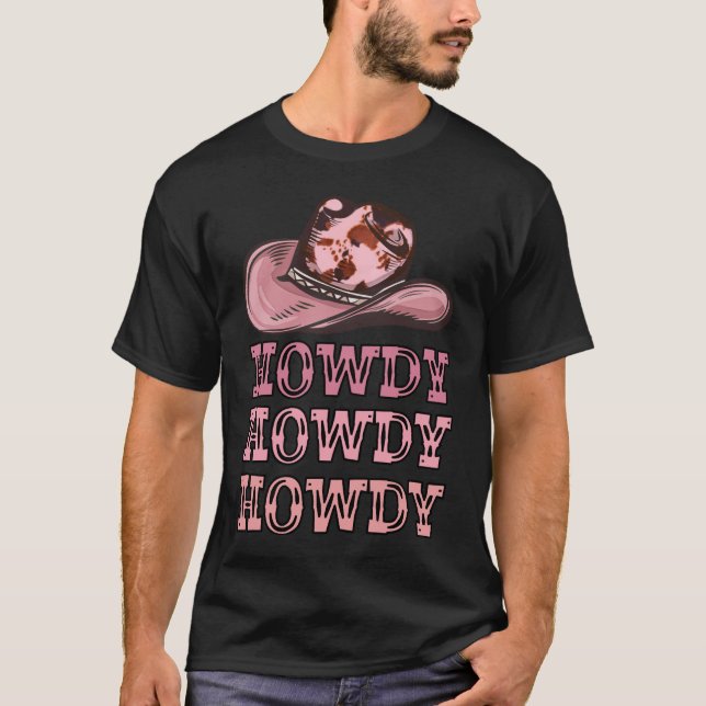 Howdy Cowgirl & Cowboy Western Rodeo T Shirt (Framsida)