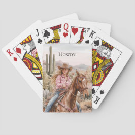 Howdy Cowgirl i Rosa på Horse Casinokort