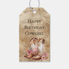 Howdy Cowgirl Rosa Blommigt Boots Westerna Chic Presentetikett